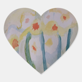 Abstracte Daffodils Heart Sticker