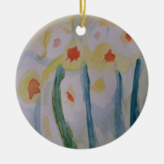 Abstracte Daffodils Keramisch Ornament (Voorkant)