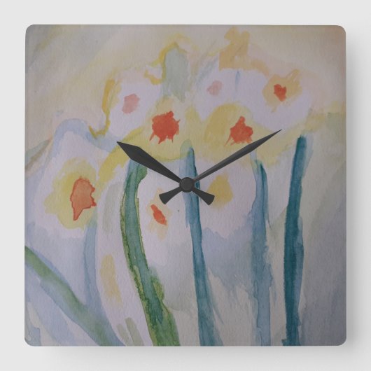 Abstracte Daffodils-klok Vierkante Klok (Voorkant)