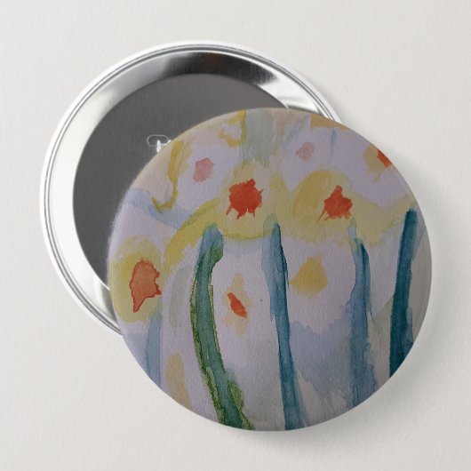 Abstracte Daffodils Ronde Button 4,0 Cm (Voorkant /achterkant)