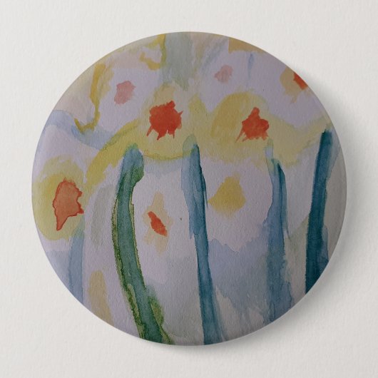 Abstracte Daffodils Ronde Button 4,0 Cm (Voorkant)