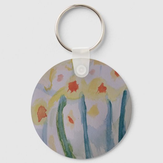 Abstracte Daffodils Sleutelhanger (Voorkant)