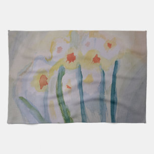 Abstracte Daffodils Tea Towel Theedoek