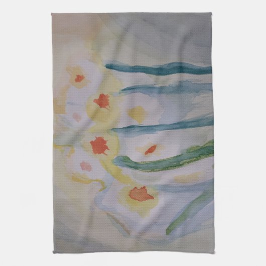 Abstracte Daffodils Tea Towel Theedoek (Verticaal)
