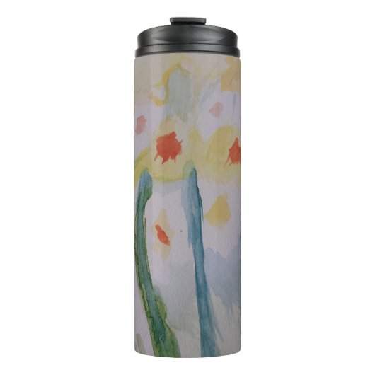 Abstracte Daffodils Thermal Tumbler Thermosbeker (Voorkant)