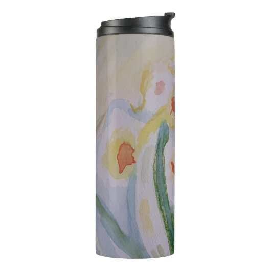 Abstracte Daffodils Thermal Tumbler Thermosbeker (Gedraaid links)