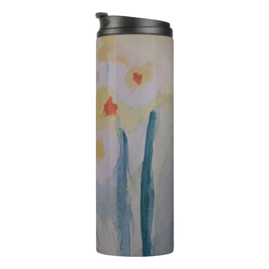 Abstracte Daffodils Thermal Tumbler Thermosbeker (Geroteerd rechts)