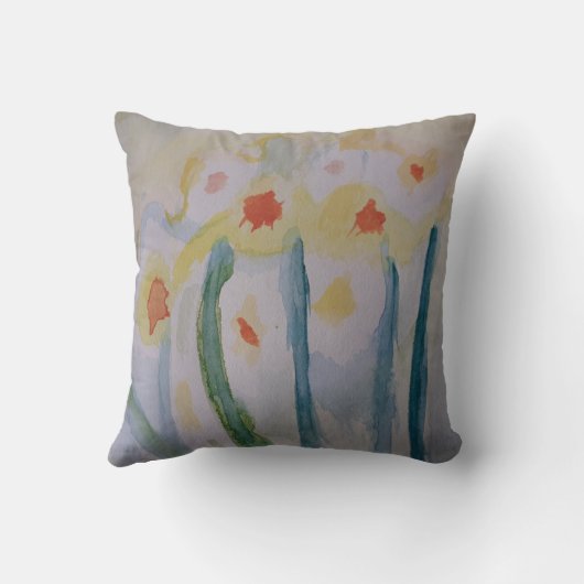 Abstracte Daffodils Throw Cushion Kussen (Achterkant)