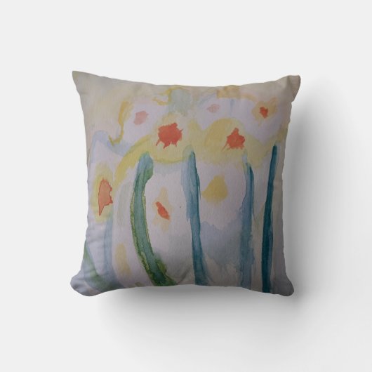 Abstracte Daffodils Throw Cushion Kussen (Voorkant)