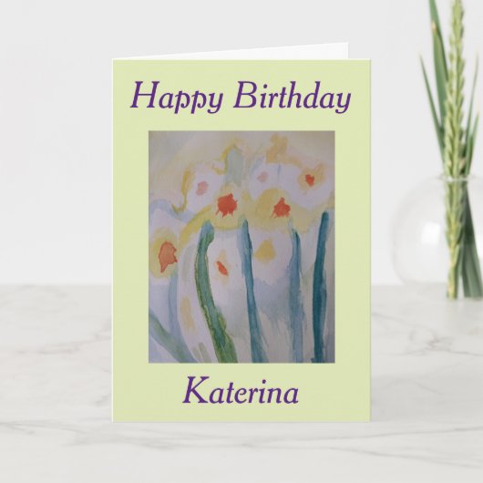 Abstracte Daffodils Verjaardag Kaart (Voorkant)