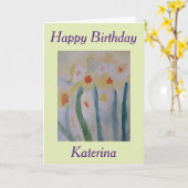 Abstracte Daffodils Verjaardag Kaart (Gele Bloem)