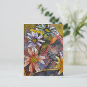 abstracte dagbloemen waterverf schilderkunst briefkaart (Staand voorkant)