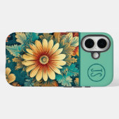 Abstracte Daisy en bladeren Botanische Monogrammed Case-Mate iPhone Case (Achterkant (horizontaal))