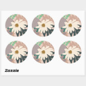 Abstracte Daisy Floral Foliage Modern Ronde Sticker (Vel)