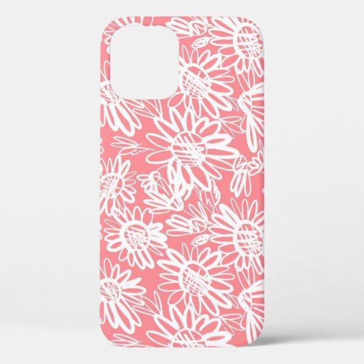 Abstracte daisy schets, monochrome patroon Case-Mate iPhone case (Achterkant)