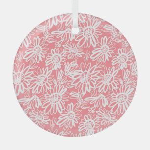 Abstracte daisy schets, monochrome patroon glas ornament