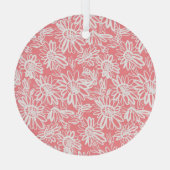 Abstracte daisy schets, monochrome patroon glas ornament (Achterkant)