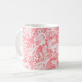 Abstracte daisy schets, monochrome patroon koffiemok (Voorkant links)