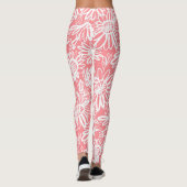 Abstracte daisy schets, monochrome patroon leggings (Achterkant)