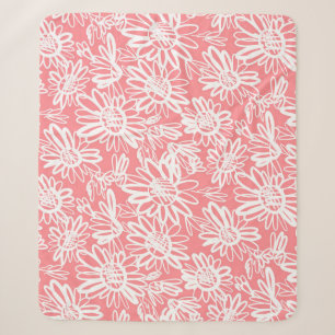 Abstracte daisy schets, monochrome patroon sherpa deken