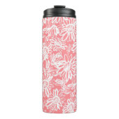 Abstracte daisy schets, monochrome patroon thermosbeker (Voorkant)