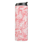 Abstracte daisy schets, monochrome patroon thermosbeker (Gedraaid links)