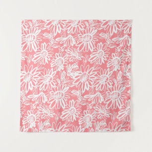 Abstracte daisy schets, monochrome patroon wandkleed