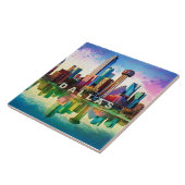 Abstracte Dallas Skyline Art Modern Cityscape Tegeltje (Zijkant)