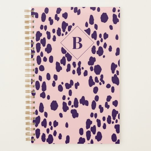 Abstracte Dalmatische dierenprint roze monogram Planner (Voorkant)