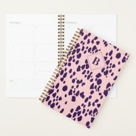 Abstracte Dalmatische dierenprint roze monogram Planner
