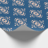 Abstracte damasblauwe achtergrond illustratie cadeaupapier (Hoek)