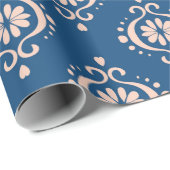 Abstracte damasblauwe achtergrond illustratie cadeaupapier (Rol Hoek)