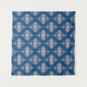 Abstracte damasblauwe achtergrond illustratie wandkleed (Voorkant (horizontaal))