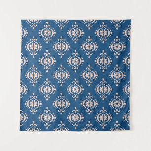 Abstracte damasblauwe achtergrond illustratie wandkleed
