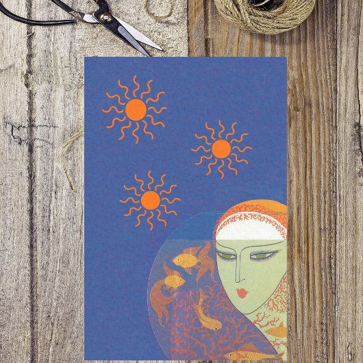  Abstracte dame Behind Gold Fish Bowl Sun Tissuepapier