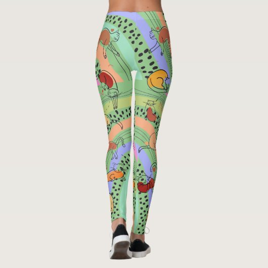 Abstracte dame met katten Leggings (Achterkant)