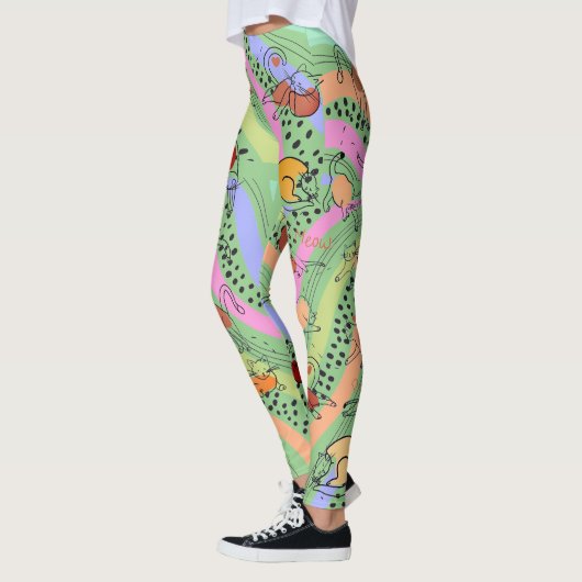Abstracte dame met katten Leggings (Links)