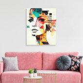 Abstracte dameskunst canvas afdruk (Insitu (Woonkamer))