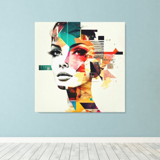 Abstracte dameskunst canvas afdruk (Insitu (Houten vloer))