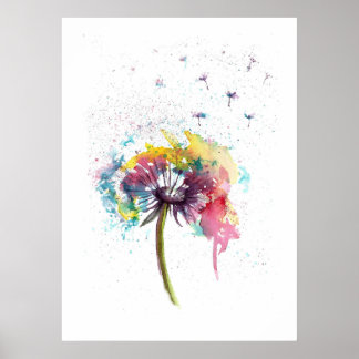 Abstracte Dandelion waterverf Poster