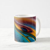 Abstracte dans van water en olie koffiemok (Voorkant rechts)