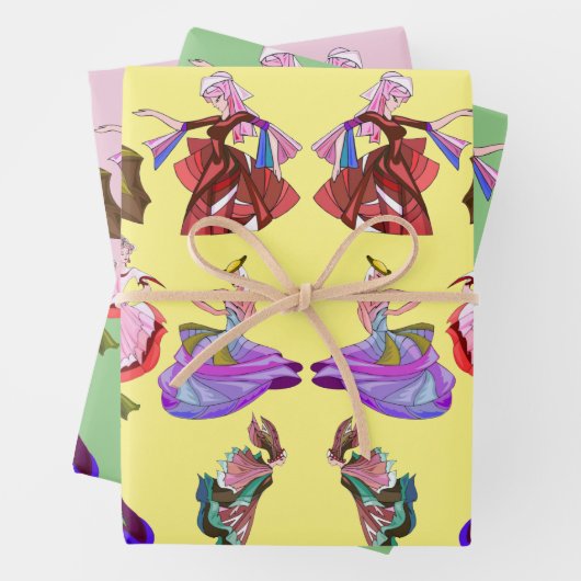 Abstracte dansdames dansen muziek Collage art Inpakpapier Vel (In situ)