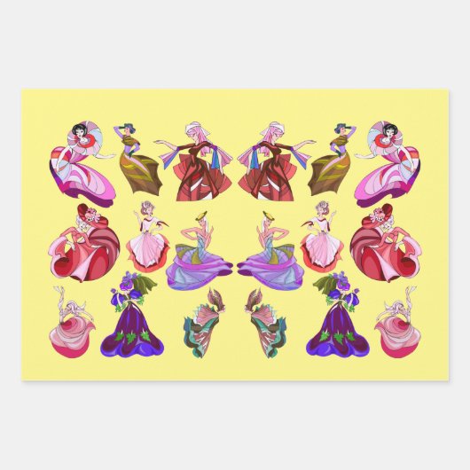 Abstracte dansdames dansen muziek Collage art Inpakpapier Vel (Voorkant)