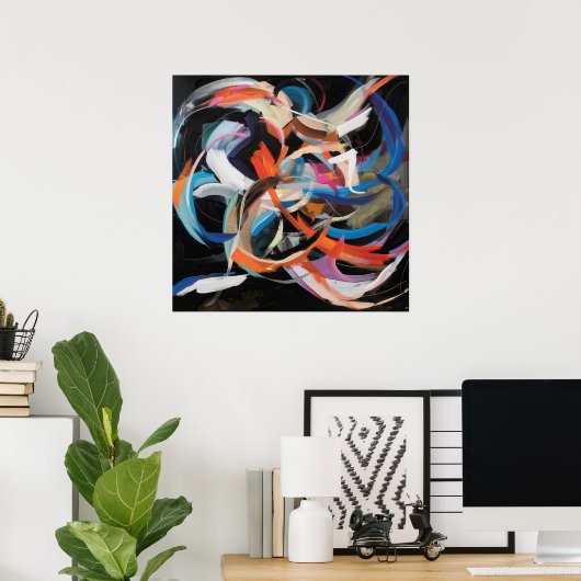 Abstracte danser in dynamische beweging poster (Thuiskantoor)