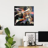 Abstracte danser in dynamische beweging poster (Thuiskantoor)