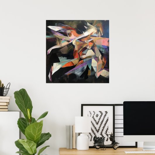 Abstracte danser in dynamische beweging poster (Thuiskantoor)