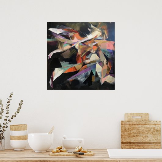 Abstracte danser in dynamische beweging poster (Keuken)