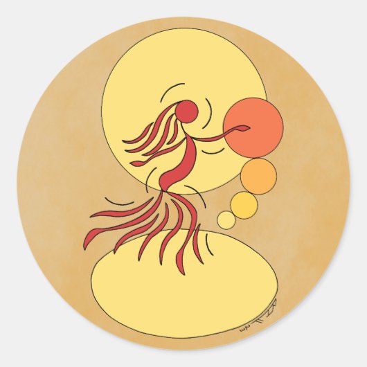 Abstracte Danser Ronde Sticker (Voorkant)