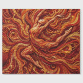 Abstracte danser Vuurrode draad inpakpapier (Vlak)