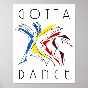 Abstracte dansers dansen - Kunstwerk voor danslief Poster